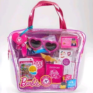 RARE Retired 2018 Barbie Pink Passport Travel Tote Set 12-piece Pretend Play NEW